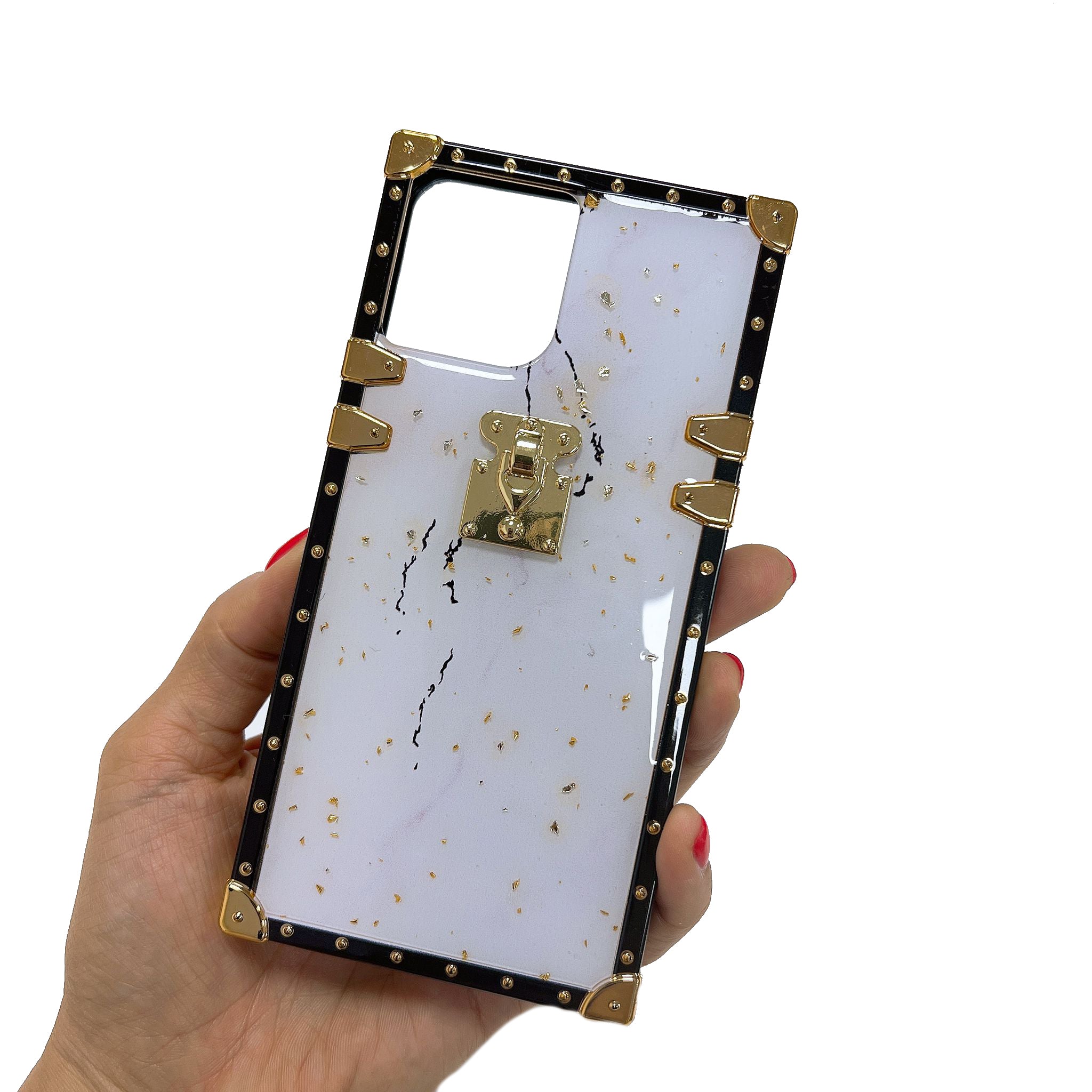 Square Case with White Marble Pattern iPhone 13 Pro Max