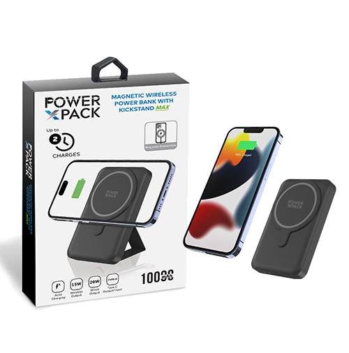POWER X PACK Magnetic Wireless 10.000mAh Power Bank with Kickstand