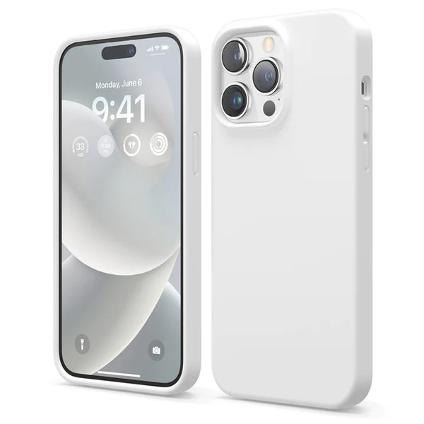 White Soft Silicone Case for iPhone 15 Pro Max