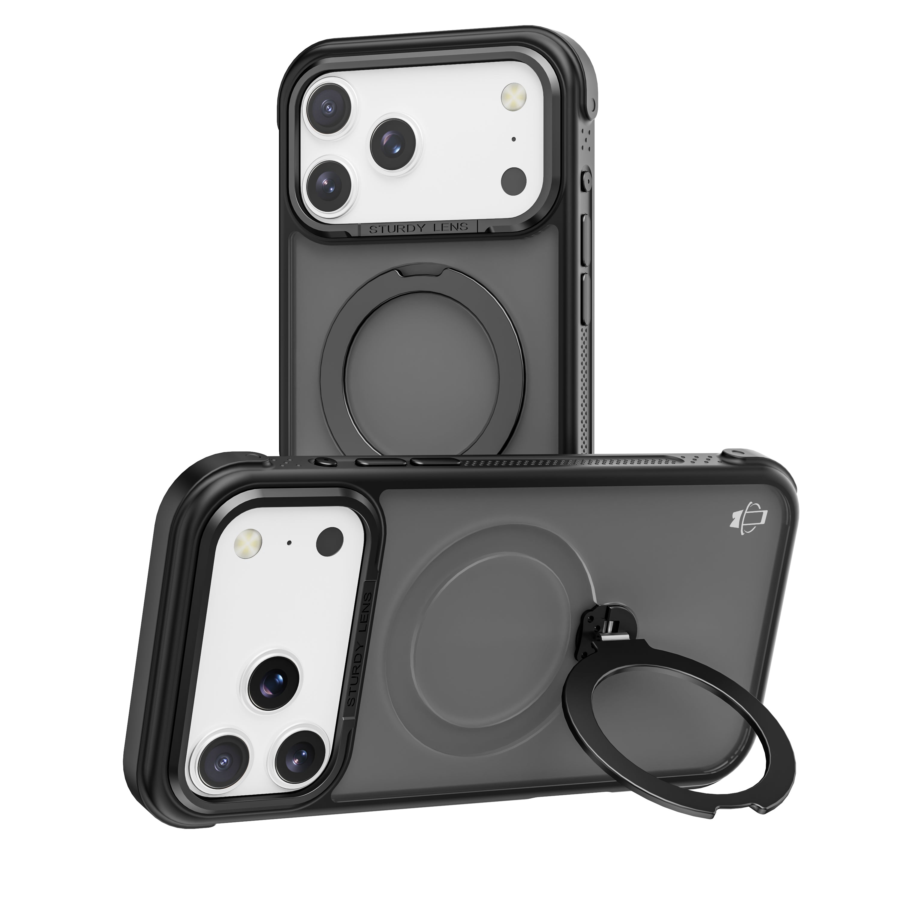 Black Frosted Bumper with 360° Magnetic Kickstand for iPhone 17 Pro Max with package