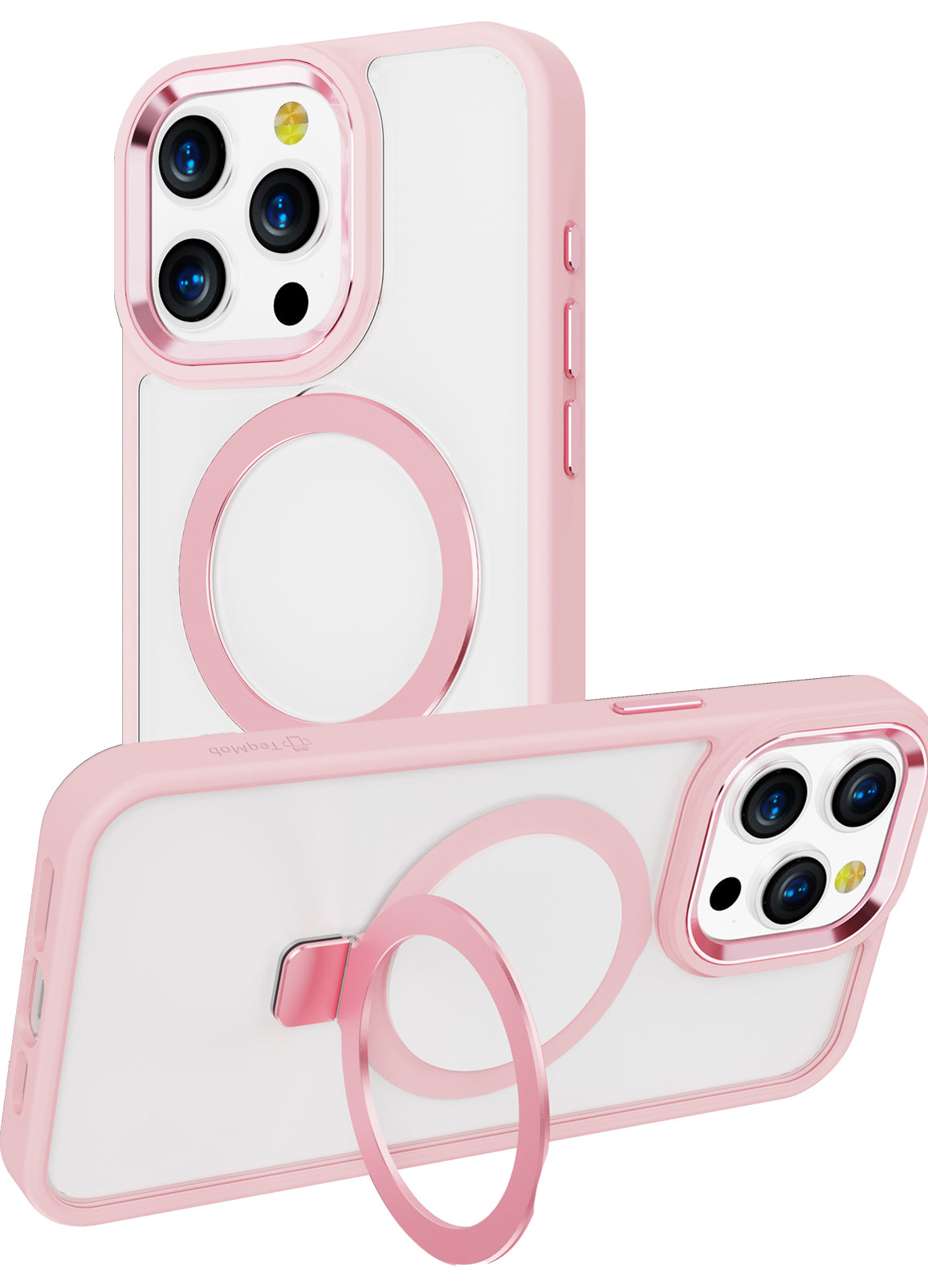 Clear Pink Frame Kickstand with Magnetic Compatibility for iPhone 13 Pro Max with package