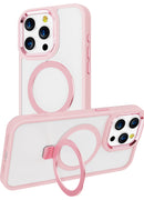 Clear Pink Frame Kickstand with Magnetic Compatibility for iPhone 15 Plus / 14 Plus with package