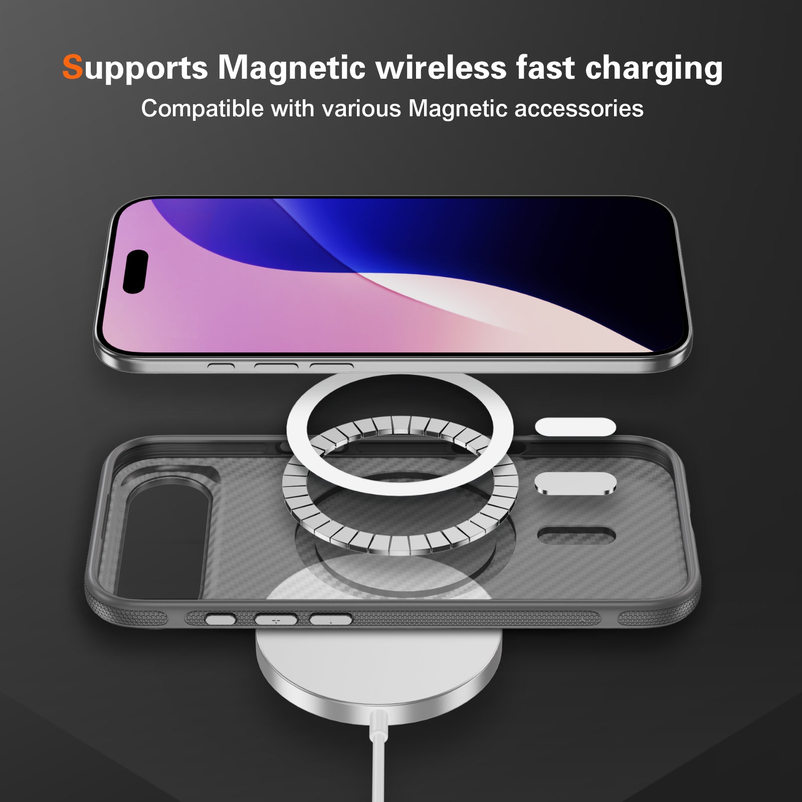 Light Gray + Gray Magnetic Hard Shell Carbon Fiber Case for iPhone 17 Air