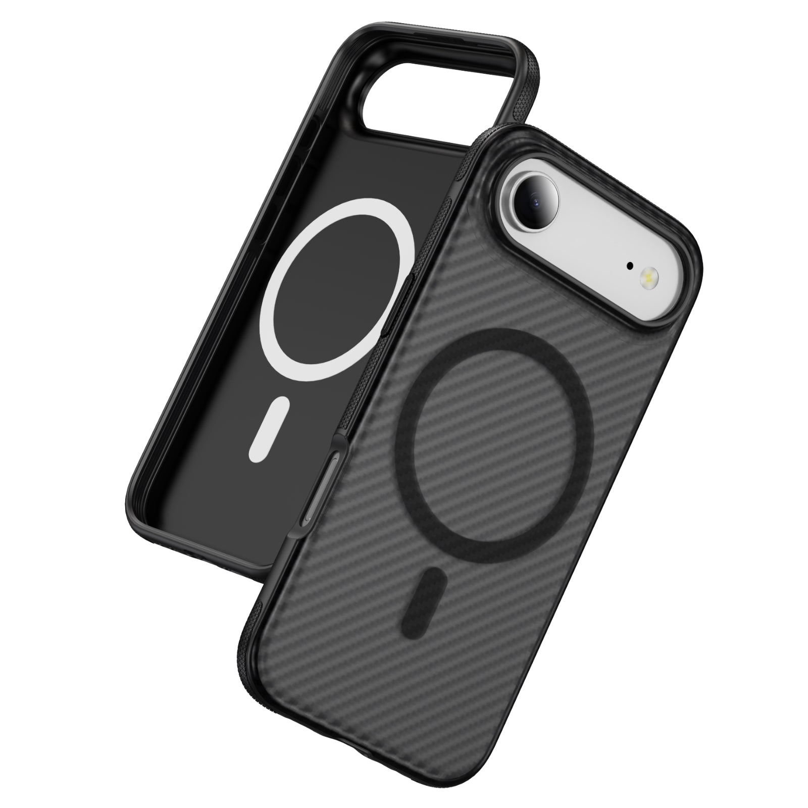 Light Gray + Black Magnetic Hard Shell Carbon Fiber Case for iPhone 17 Air