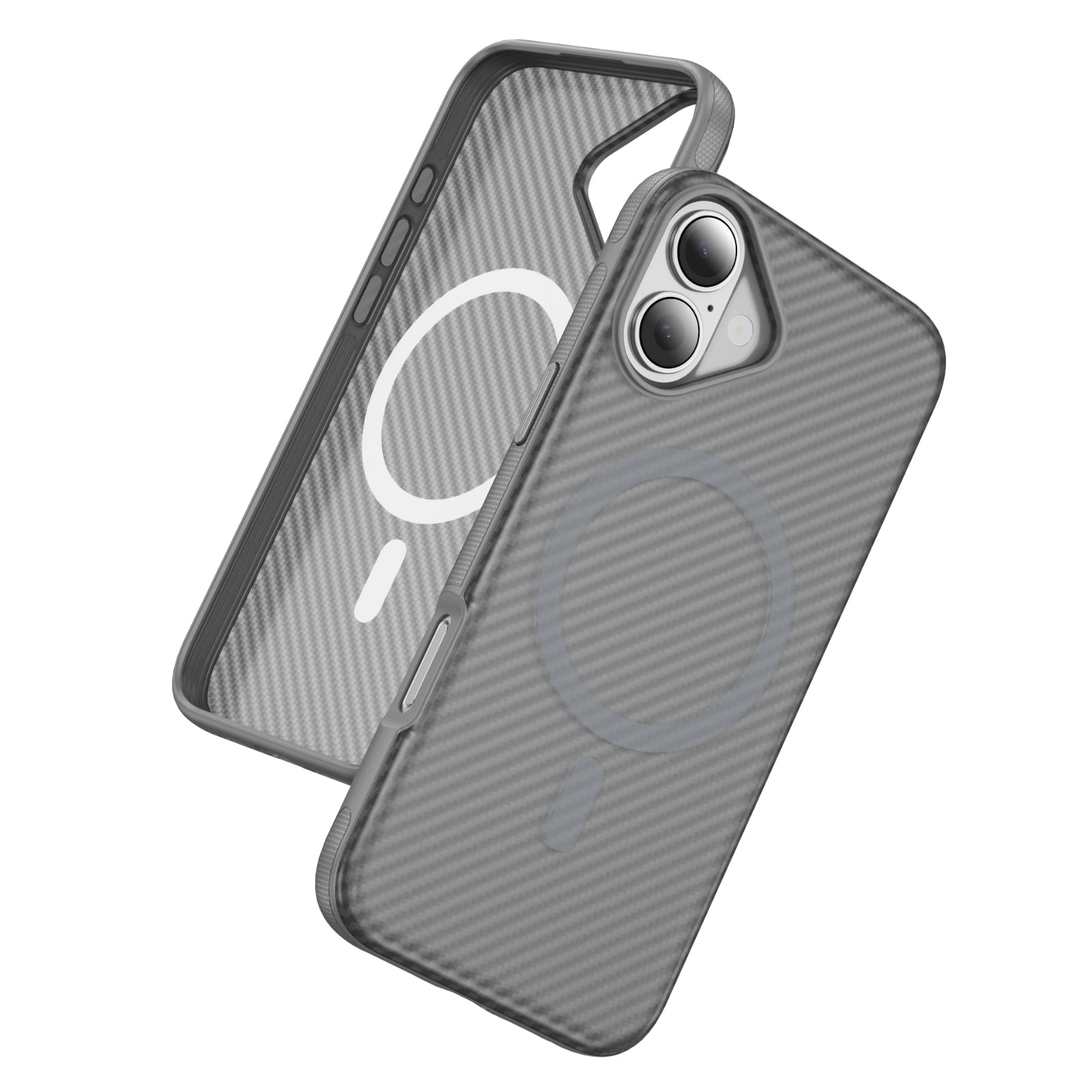 Light Gray + Gray Magnetic Hard Shell Carbon Fiber Case for iPhone 17 6.1