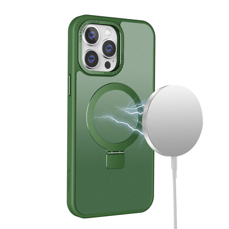 Green Smoked Kickstand with Magnetic Compatibility in Package for iPhone 16 Pro Max