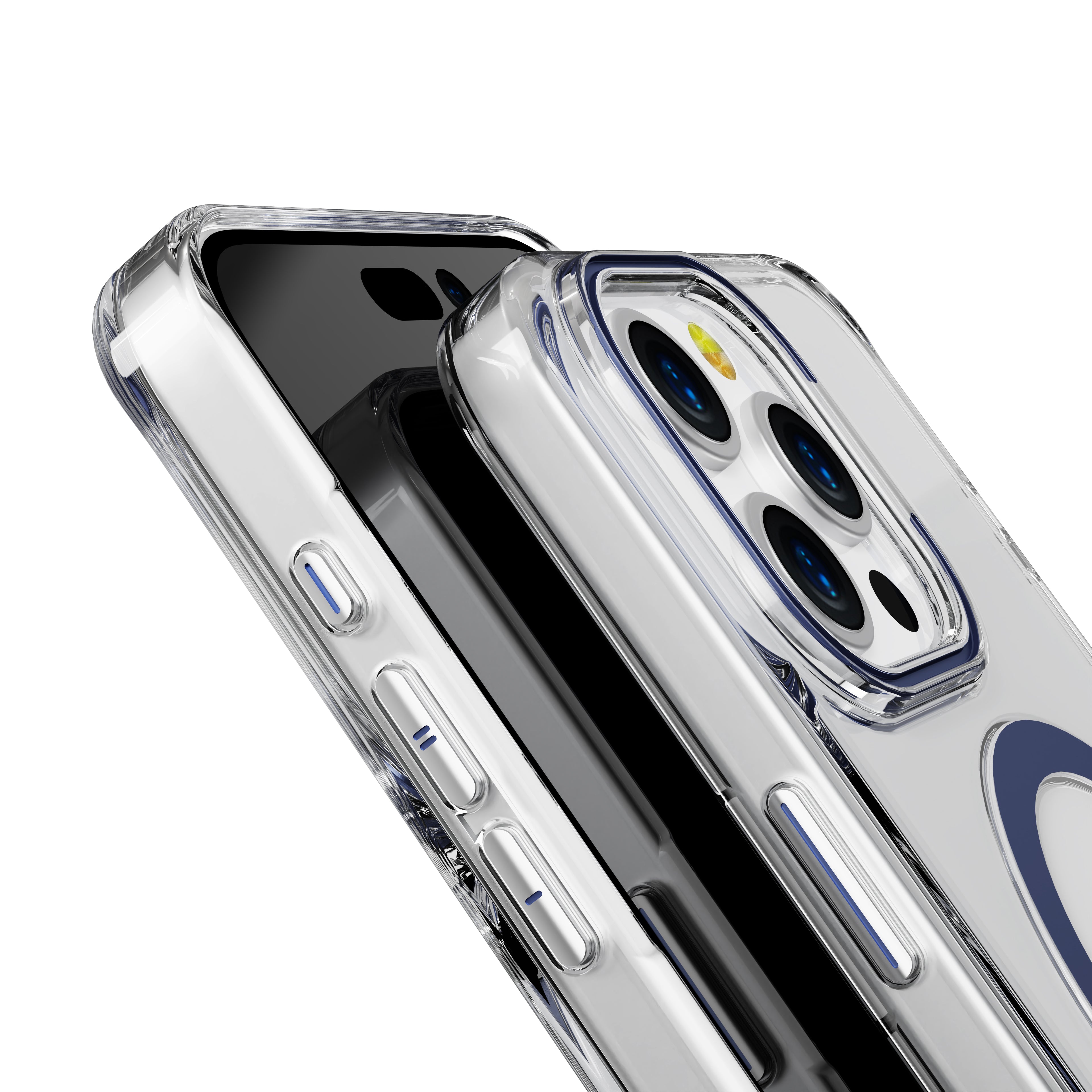 Navy Blue Pure Clear Magnetic Case in Package for iPhone 16 Plus