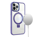 Clear Purple Frame Kickstand with Magnetic Compatibility for iPhone 15 Pro Max with package