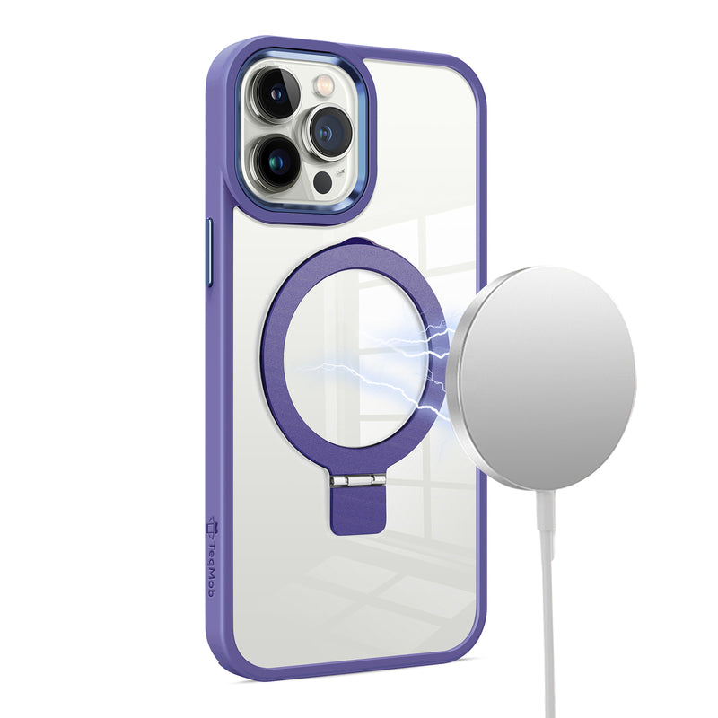 Clear Purple Frame Kickstand with Magnetic Compatibility for iPhone 15 6.1