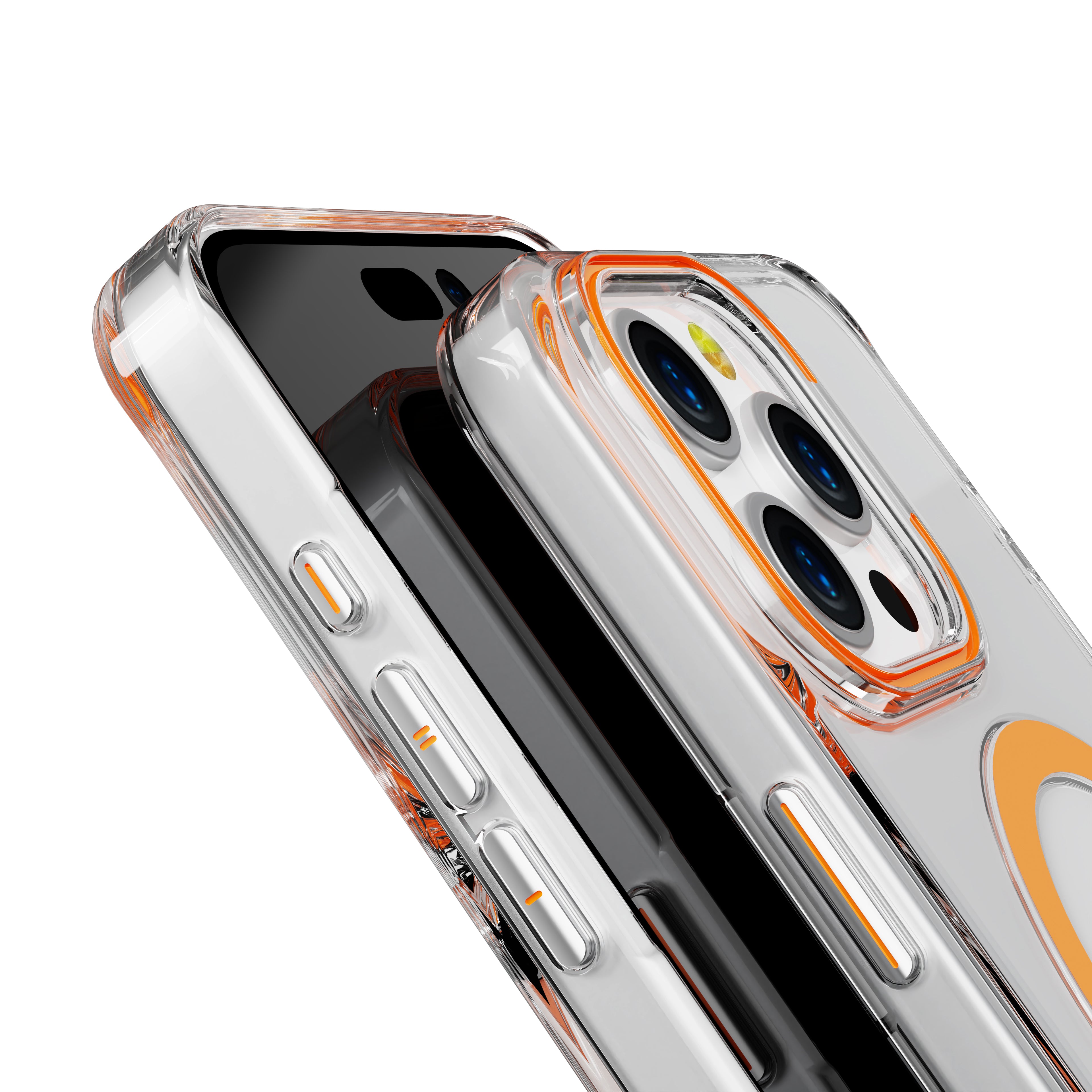 Orange Anti-Yellowing Hard Clear Magnetic Case for iPhone 16 Pro Max