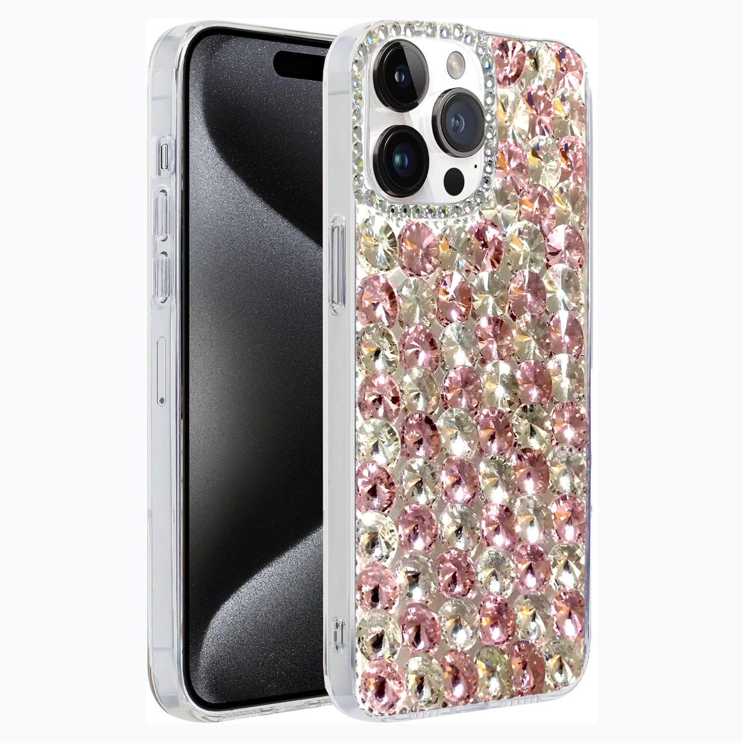 Pink and Silver Deluxe Stone Case for iPhone 12 Pro / 12 6.1