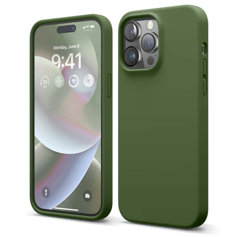Dark Green Soft Silicone Case for iPhone 15 Pro