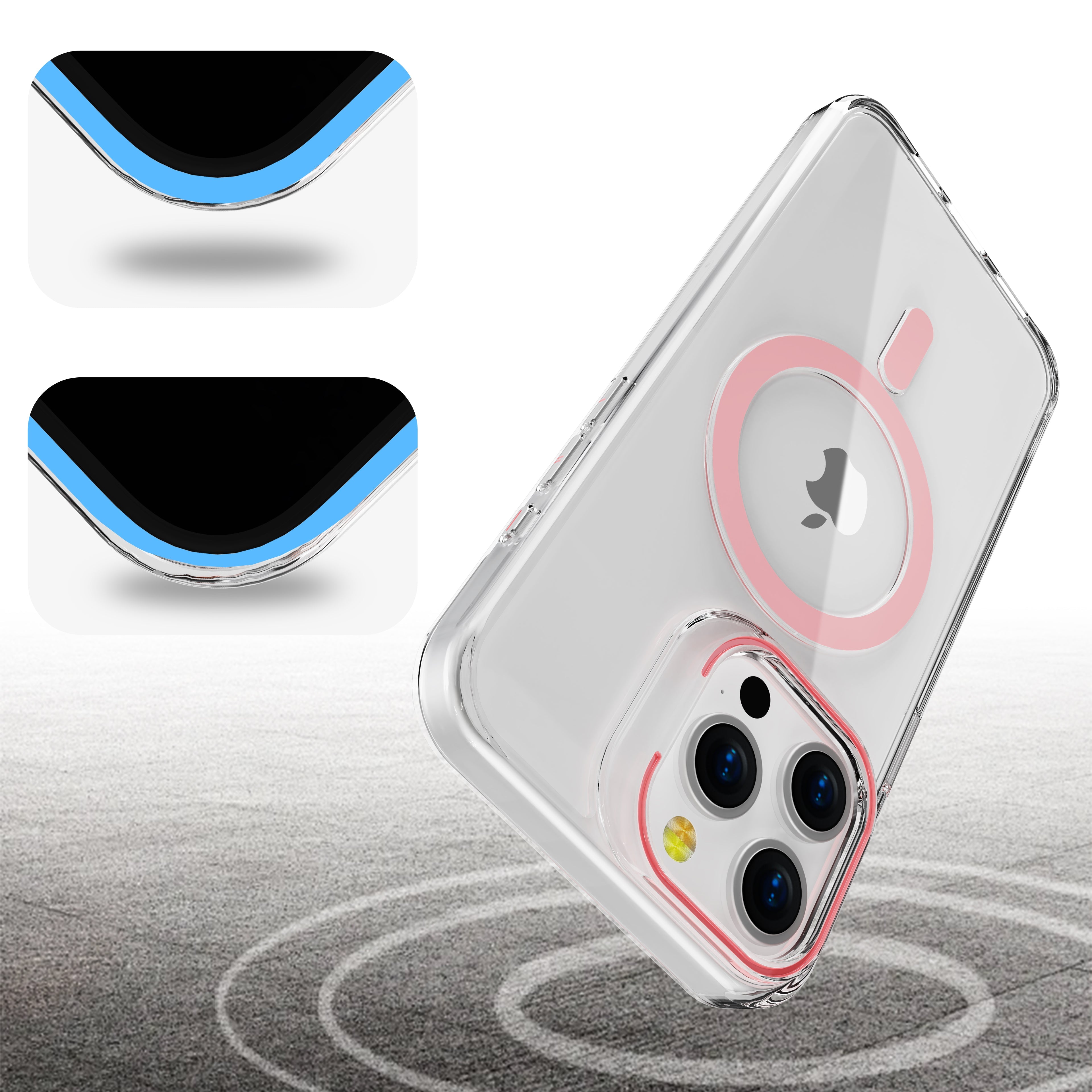 Pink Pure Clear Magnetic Case in Package for iPhone 16 Pro