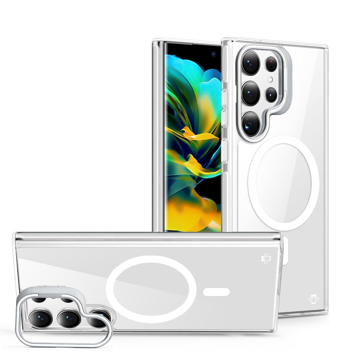 White  Camera Kickstand Case with Magnetic Compatibility for S25