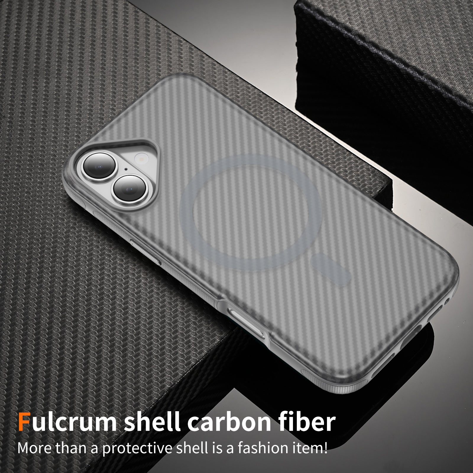 Light Gray + Gray Magnetic Hard Shell Carbon Fiber Case for iPhone 17 6.1
