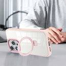 Clear Pink Frame Kickstand with Magnetic Compatibility for iPhone 15 6.1