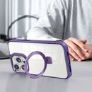 Clear Purple Frame Kickstand with Magnetic Compatibility for iPhone 16 6.1