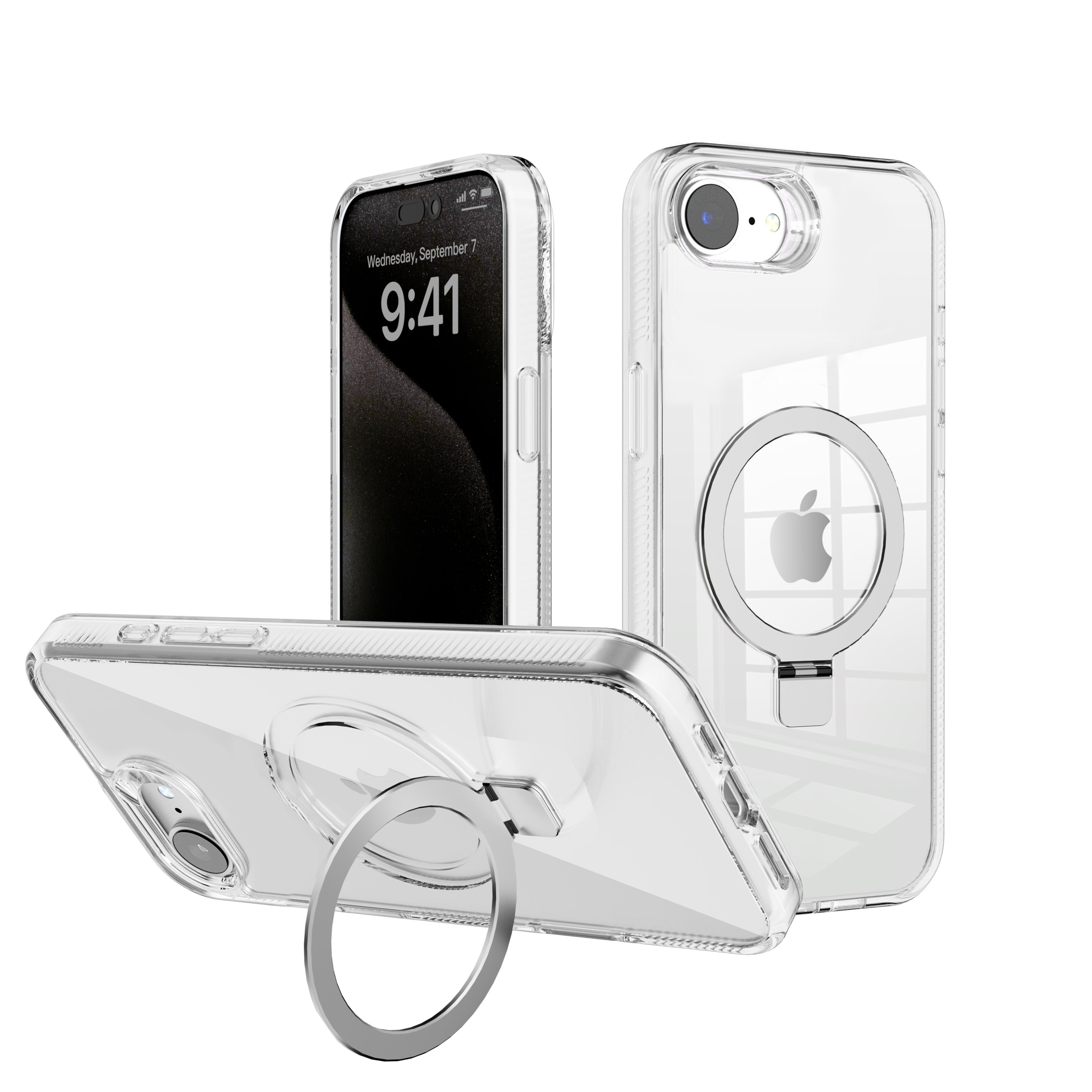 Clear Case Kickstand with Magnetic Compatibility for iPhone 16e