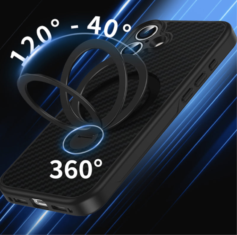 360 RINGKICK Carbon Fiber Case in Package for iPhone 15 Plus 6.7