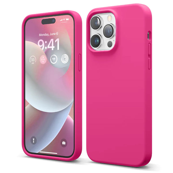 Hot Pink Soft Silicone Case for iPhone 15 Pro Max