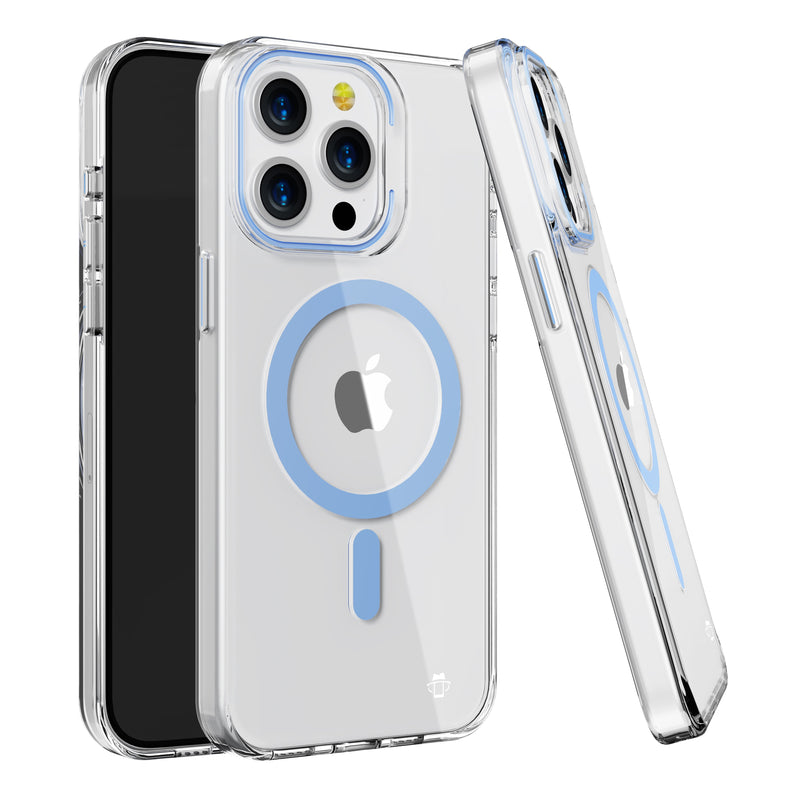 Light Blue Pure Clear Magnetic Case in Package for iPhone 16