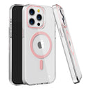 Pink Anti-Yellowing Hard Clear Magnetic Case for iPhone 16 6.1