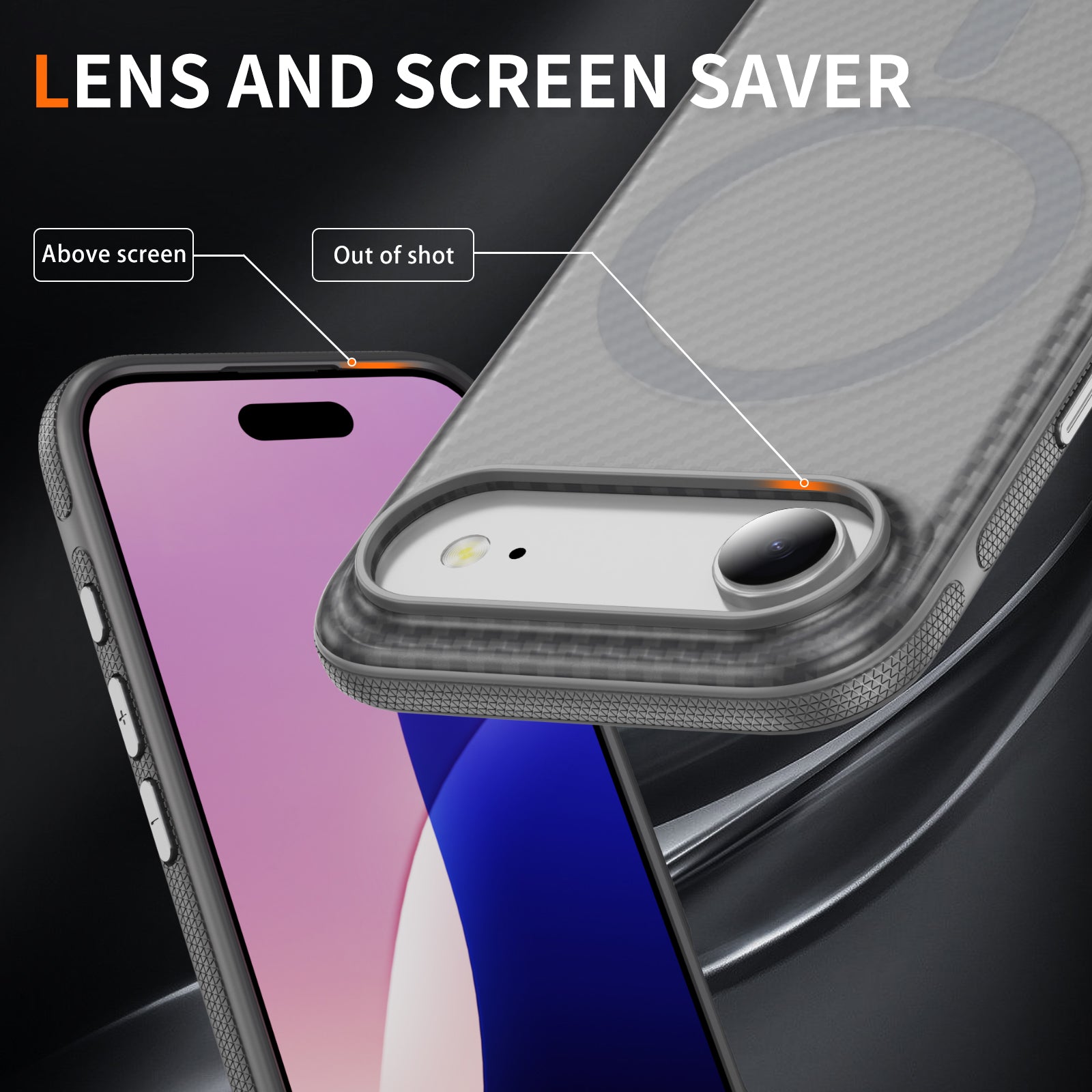 Light Gray + Gray Magnetic Hard Shell Carbon Fiber Case for iPhone 17 Air