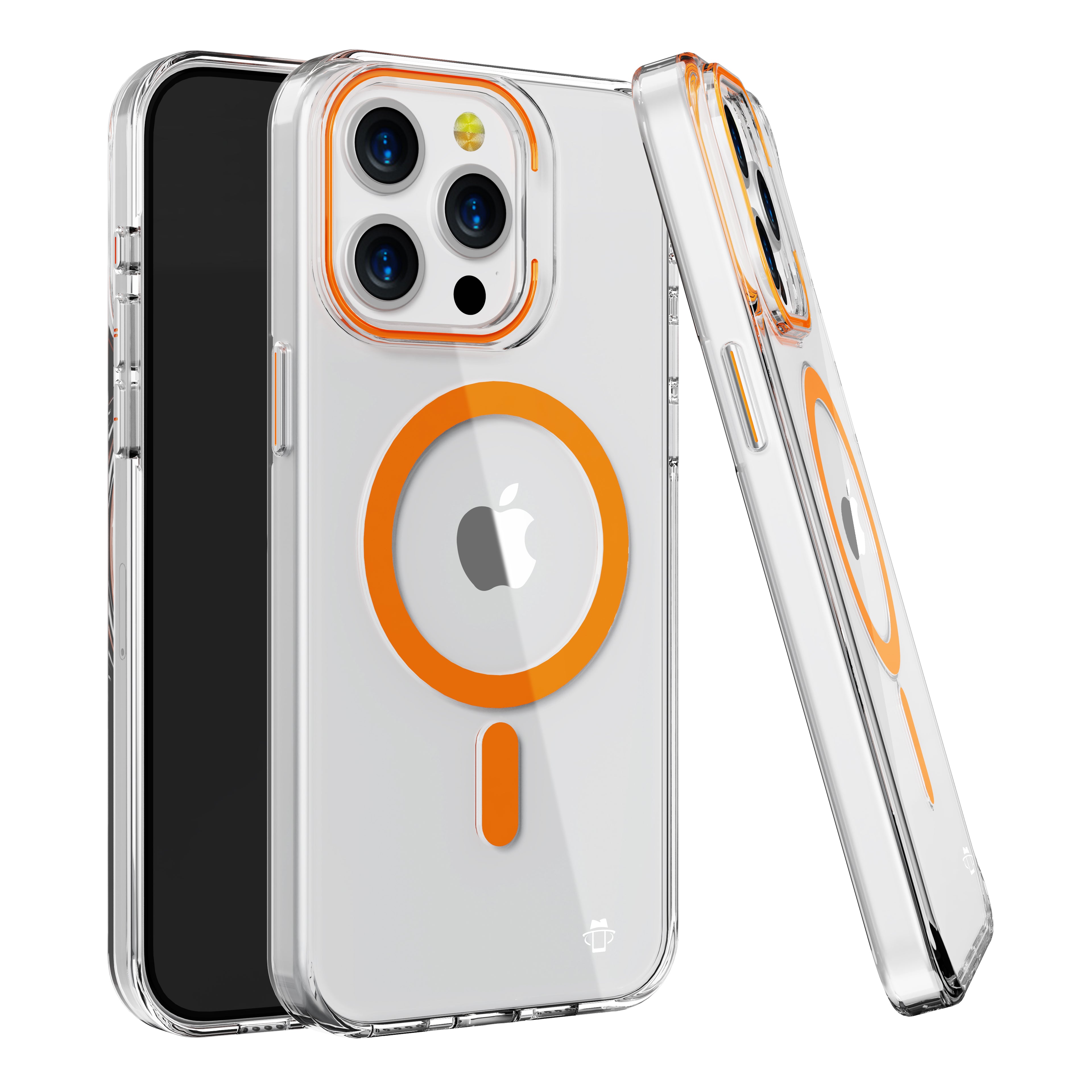 Orange Anti-Yellowing Hard Clear Magnetic Case for iPhone 16 Pro Max