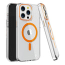 Orange Anti-Yellowing Hard Clear Magnetic Case for iPhone 15 6.1