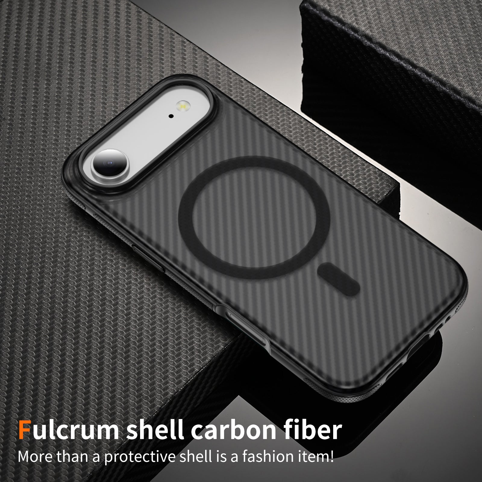 Light Gray + Black Magnetic Hard Shell Carbon Fiber Case for iPhone 17 Air