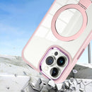 Clear Pink Frame Kickstand with Magnetic Compatibility for iPhone 15 6.1 / 14 6.1 with package