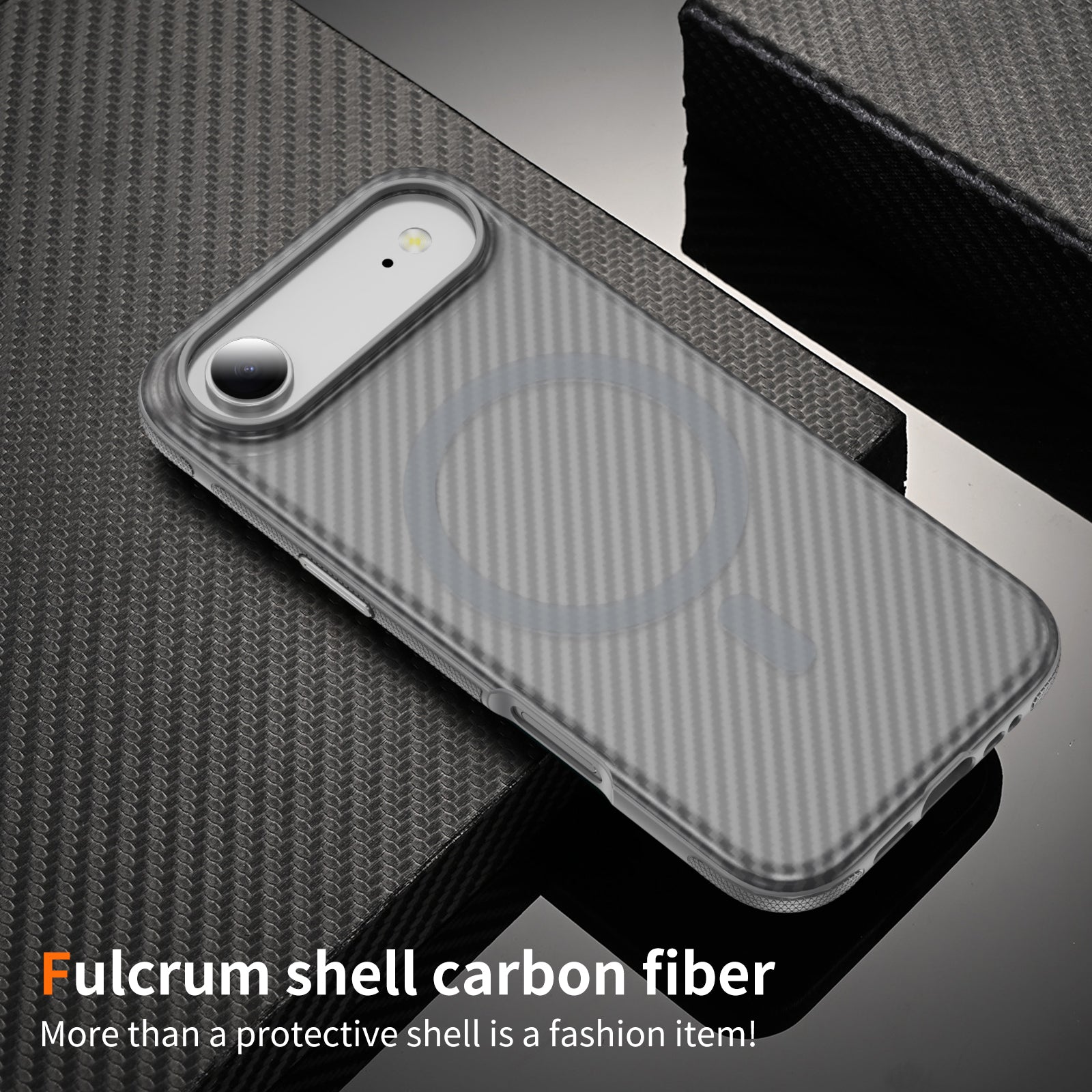 Light Gray + Gray Magnetic Hard Shell Carbon Fiber Case for iPhone 17 Air