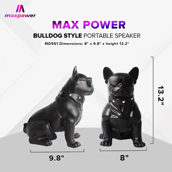 MD561 FRENCHIE BULL DOG SPEAKER WITH GLASSES & DOG COLLAR - Black