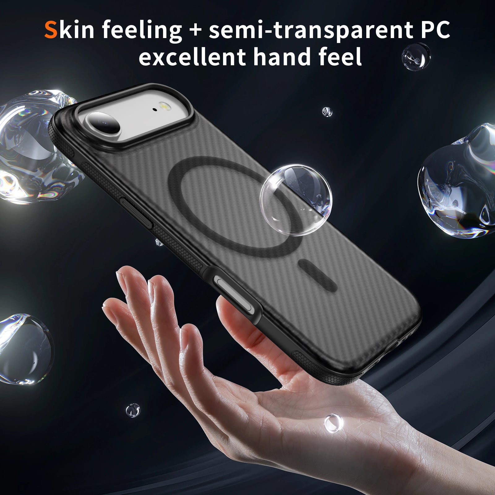 Light Gray + Black Magnetic Hard Shell Carbon Fiber Case for iPhone 17 Air
