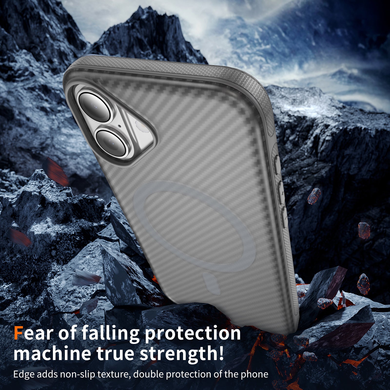 Light Gray + Gray Magnetic Hard Shell Carbon Fiber Case for iPhone 17 6.1