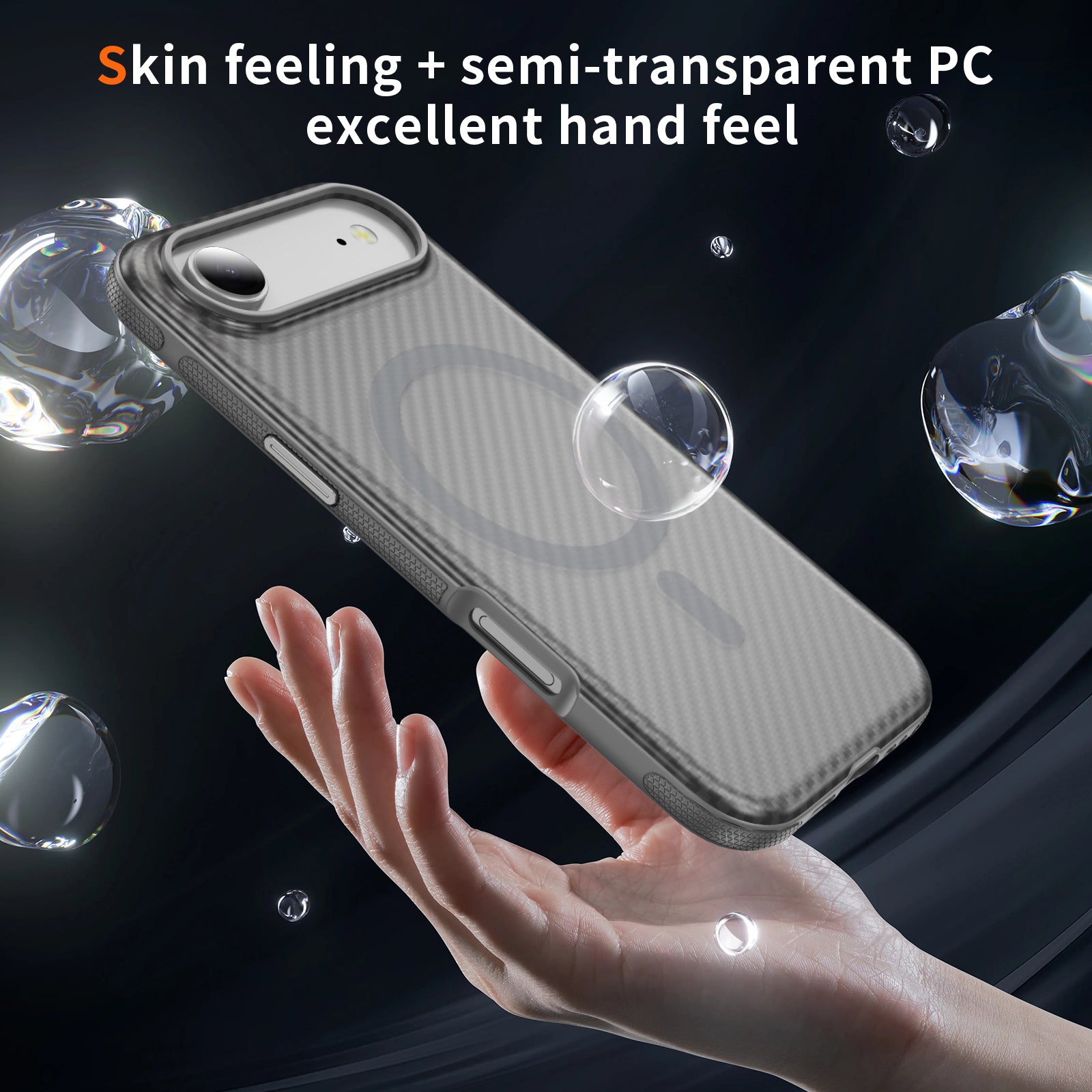 Light Gray + Gray Magnetic Hard Shell Carbon Fiber Case for iPhone 17 Air