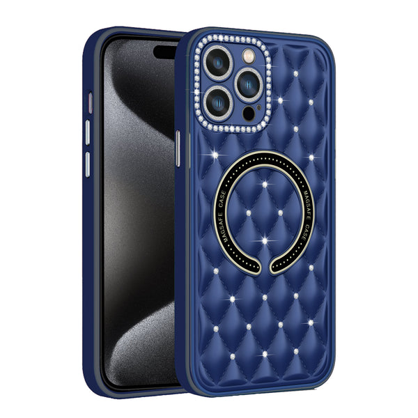 Blue Deluxe Quilted Case for iPhone 15 Plus / 14 Plus