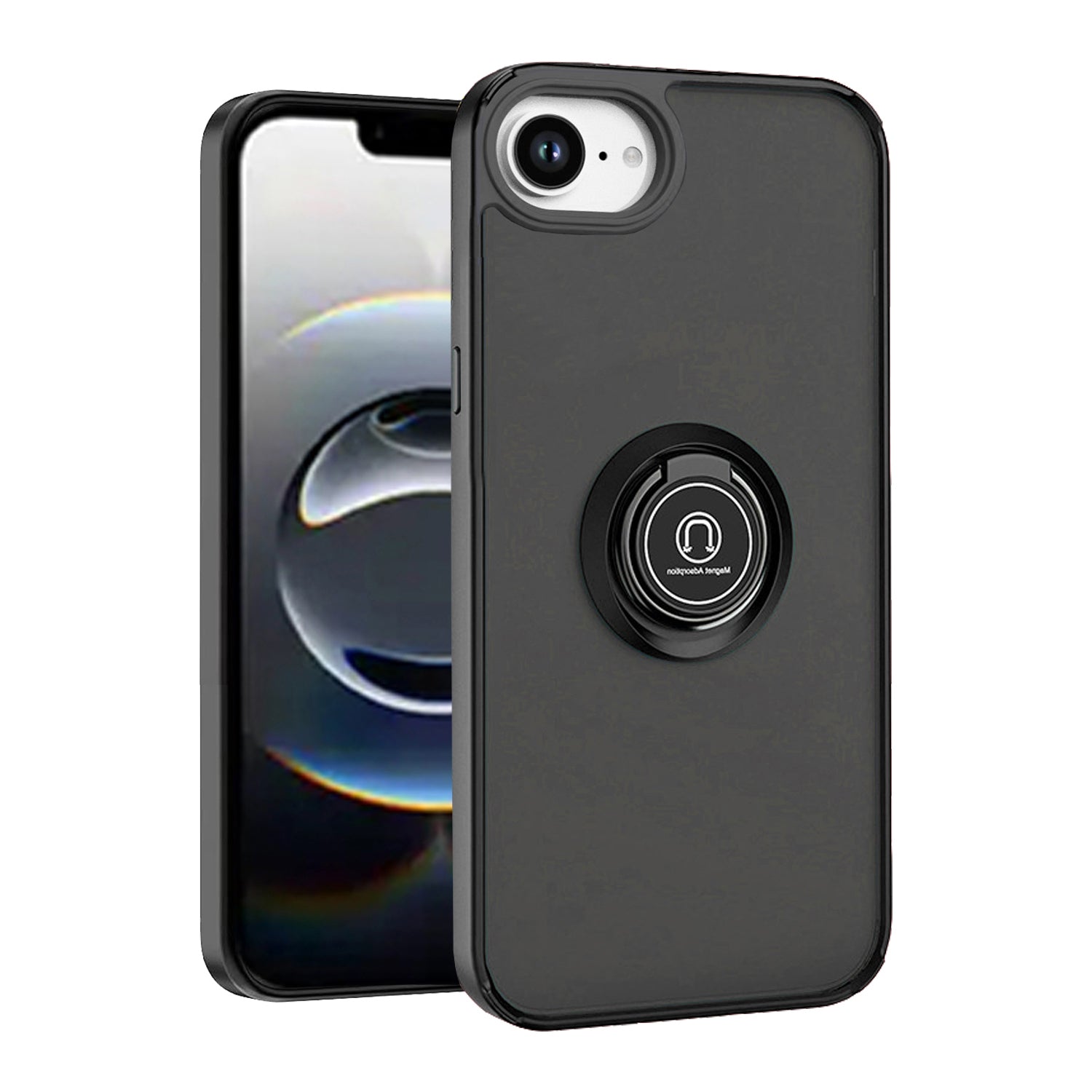 Black TPU Frame Case with Ring for iPhone 16e