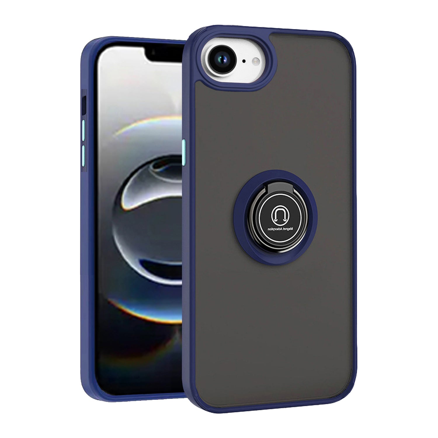 Blue TPU Frame Case with Ring for iPhone 16e