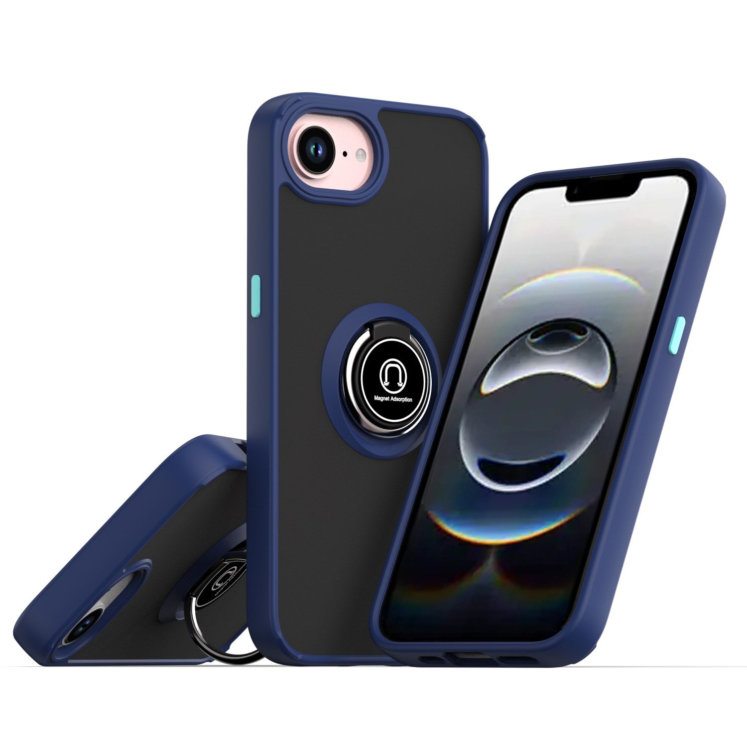 Blue TPU Frame Case with Ring for iPhone 16e