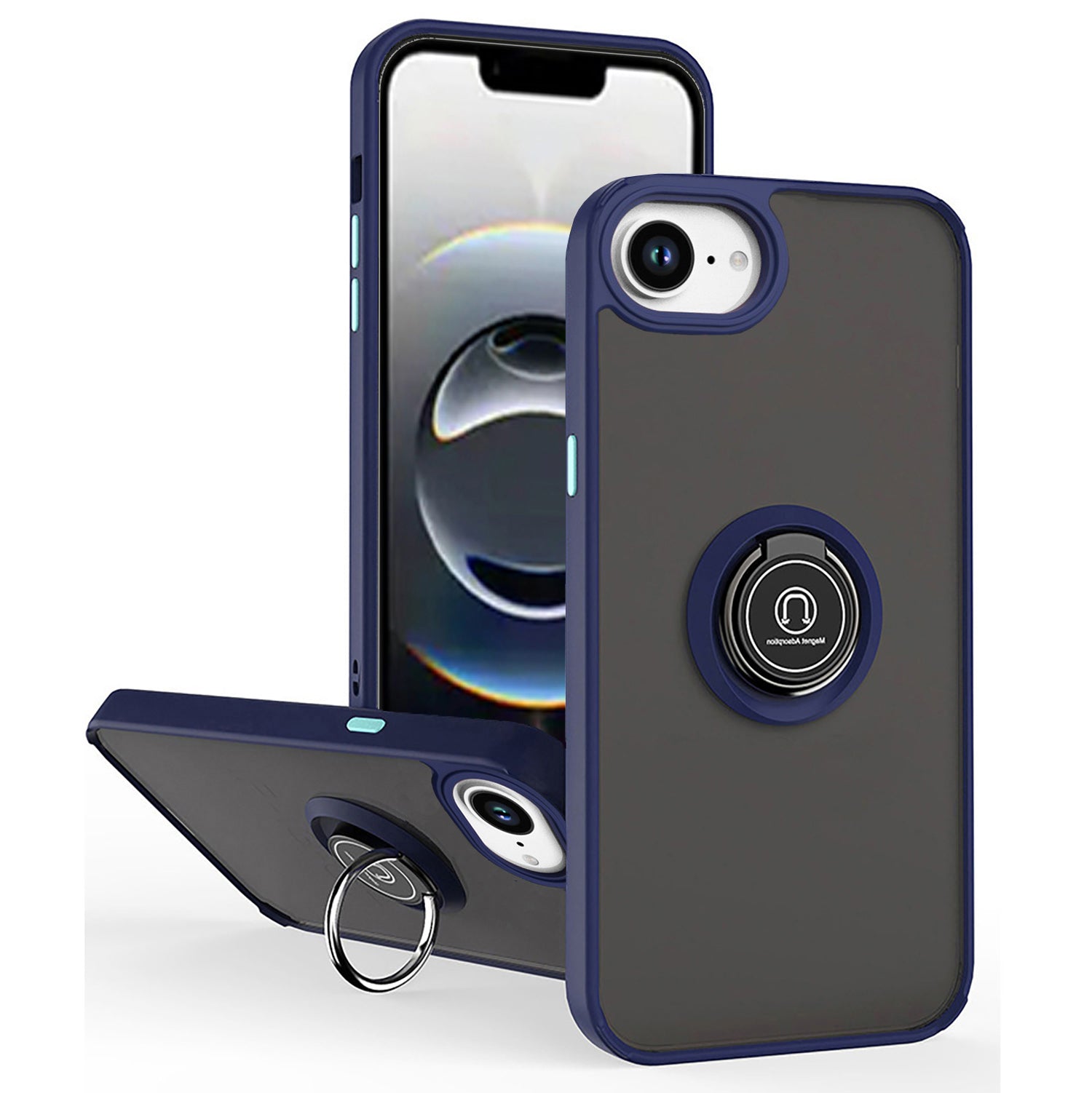 Blue TPU Frame Case with Ring for iPhone 16e