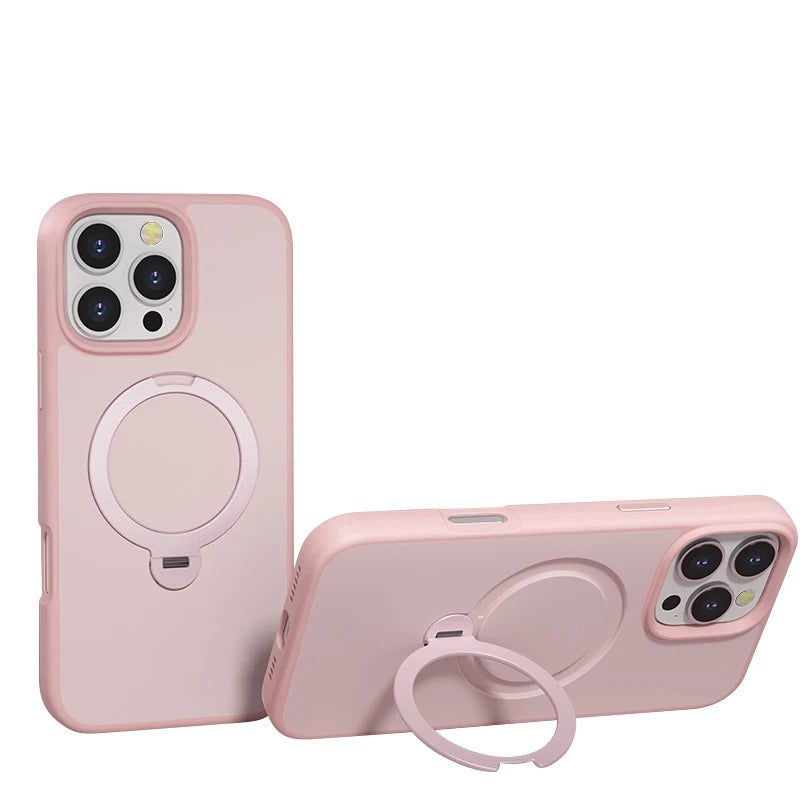 Light Pink Frosted with 360° Magnetic Kickstand for iPhone 15 Pro Max