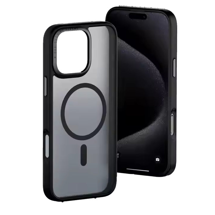 Black Frosted Back with Magnetic Compatibility for iPhone 16 Pro Max