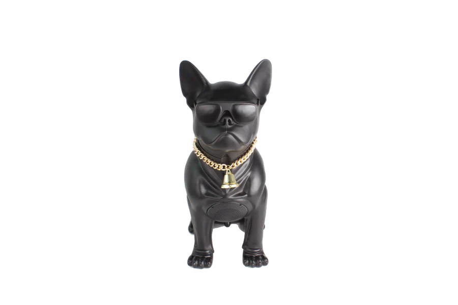 MD566 BIG SIZE 20" FRENCHIE BULL DOG SPEAKER WITH GLASSES AND DOG COLLAR - Black