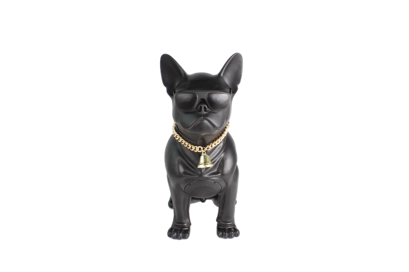 MD566 BIG SIZE 20" FRENCHIE BULL DOG SPEAKER WITH GLASSES AND DOG COLLAR - Black