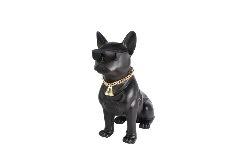 MD566 BIG SIZE 20" FRENCHIE BULL DOG SPEAKER WITH GLASSES AND DOG COLLAR - Black