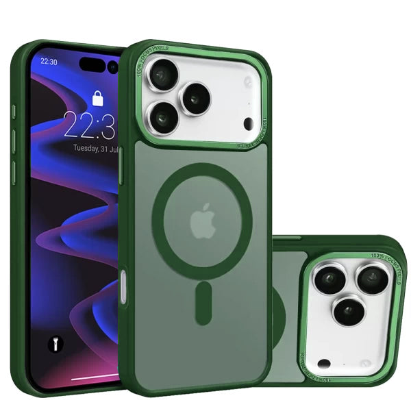 Dark Green Slim Smoked Bumper with Magnetic Compatibility for iPhone 17 Pro Max