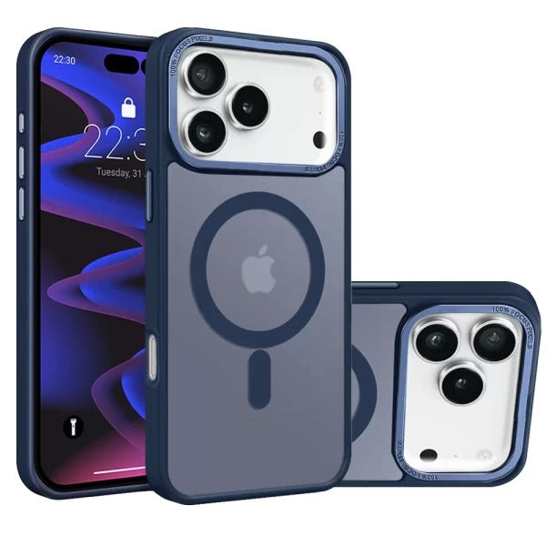 Navy Blue Slim Smoked Bumper with Magnetic Compatibility for iPhone 17 Pro Max