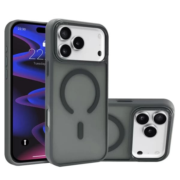 Grey Slim Smoked Bumper with Magnetic Compatibility for iPhone 17 Pro Max