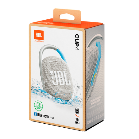 JBL Clip 4: Ultra Portable Speaker with Bluetooth, Built-in Battery, Waterproof and Dustproof Feature -10 hours of Playtime - Eco White